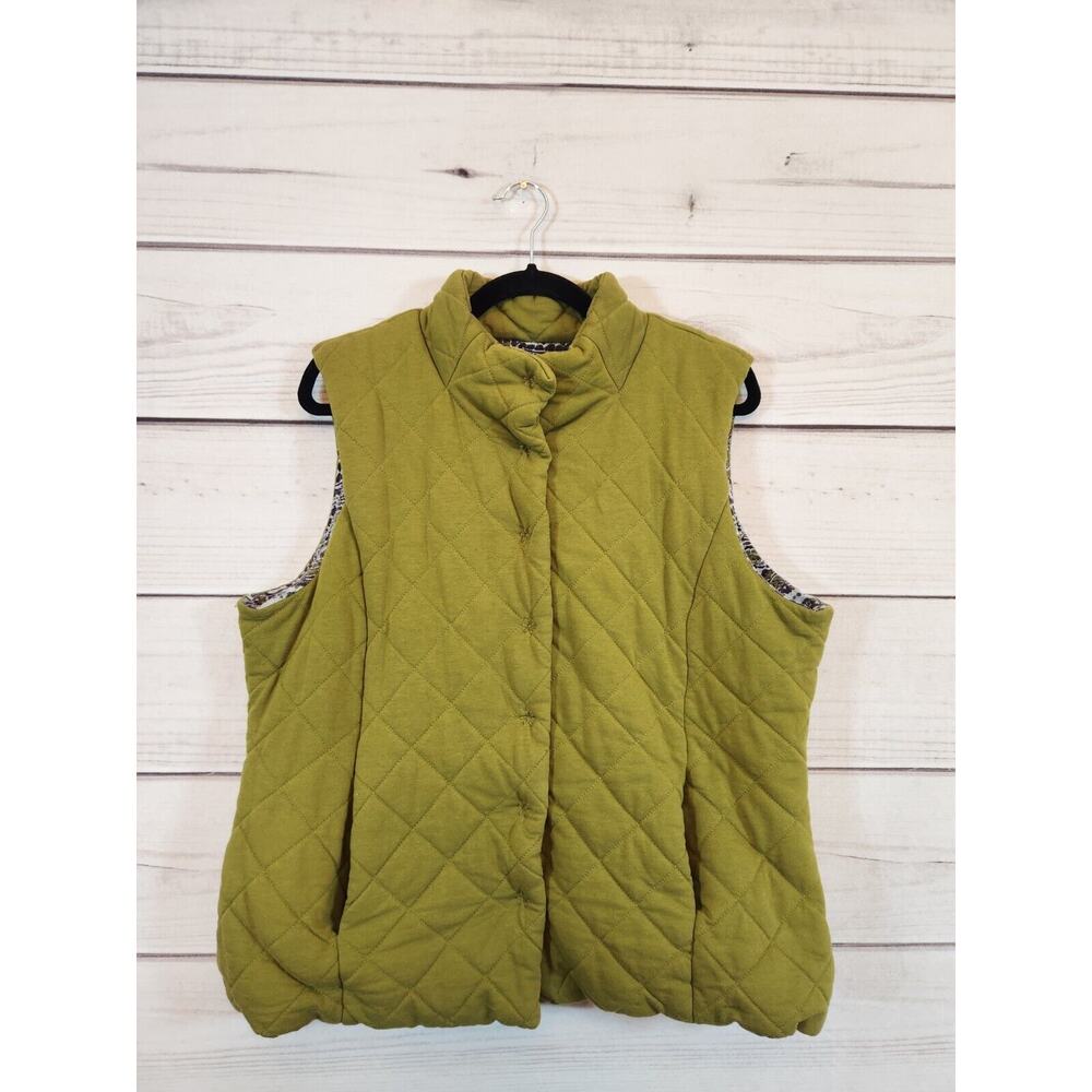 Relaxed by Charter Club Women'sโ Olive Green Quilted Vest Size XL